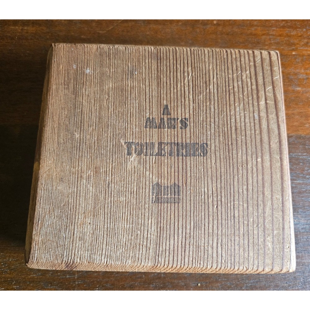 Vintage Toiletries Box Mens Brown Wood Rustic Valet Organizer
